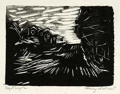 亨利·尼尔森的《宽阔的道路、房屋、树木》