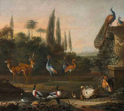 亚伯拉罕·扬斯（Abraham Jansz.Begeyn）的《鹿与奇异鸟类的风景》