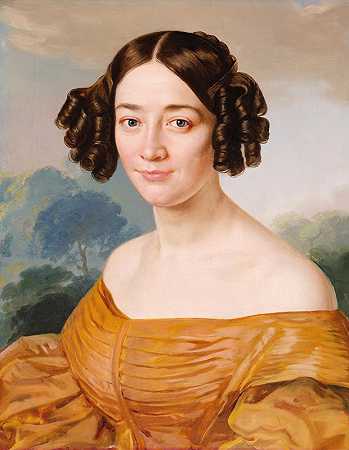 斯坦尼斯拉夫·卡普萨里德斯（Stanislav Kapsarides）的《黄裙女士肖像》，路易斯·波拉科娃（1803-1873）的肖像