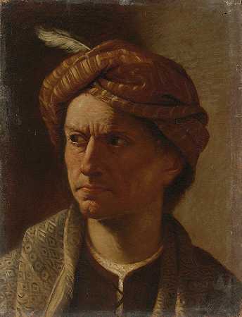 Pietro Paolini的《头戴头巾、肩戴头巾的男子肖像》