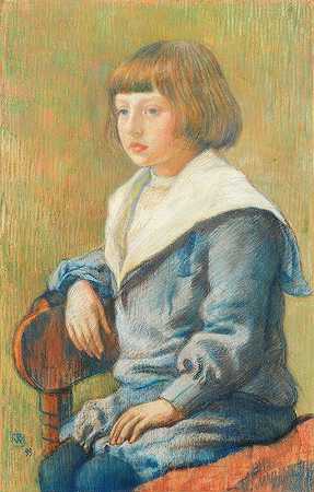 “肖像画儿童，作者：Theo van Rysselberghe