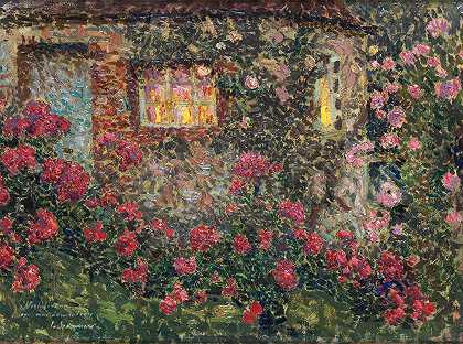 亨利·勒·西达纳的《玫瑰间的户外房子》