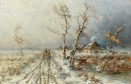 Julius Sergius Klever的《雪景中的风暴》