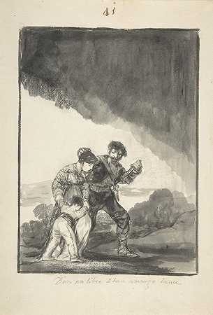 弗朗西斯科·德·戈亚（Francisco de Goya）的《上帝保佑我们免于如此悲惨的命运》（“God Save Us from South Bitter Fate”）是一名匪徒用刀威胁一名妇女和一名儿童