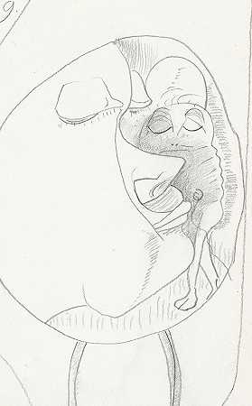 塞缪尔·杰苏伦·德·梅斯基塔（Samuel Jessurun de Mesquita）的《椭圆形，右侧有一个头，两条腿，一个头闭着眼睛》