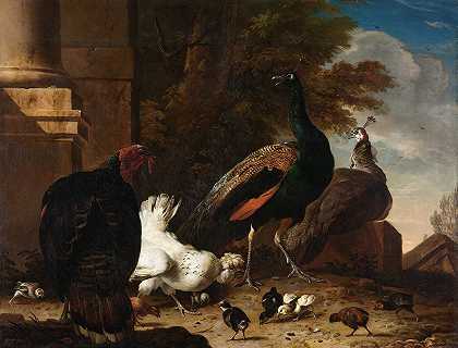 《孔雀母鸡和火鸡》作者：Melchior d’Hondeceter