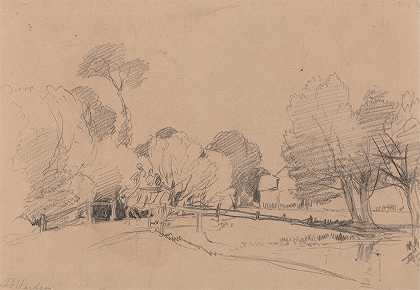 詹姆斯·达菲德·哈丁的《溪边的柳树、马和车过桥》