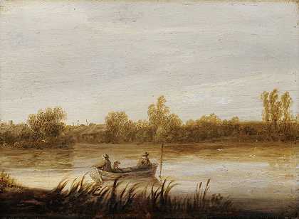 “渔民在船上的河流风景”