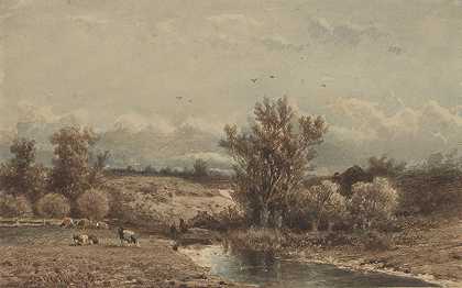 Jan Vrolijk的《河流与奶牛的风景》