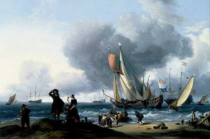 《荷兰人登上帆船》作者：卢多夫·巴赫伊森
