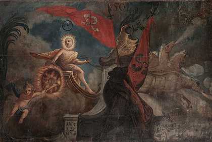 “战车上的太阳神。与Trąby（Woyna）和Nałęcz（Górski）纹章的寓言