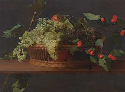 雅各布·福普森·范·埃斯（Jacob Fopsen van Es）的面板上的一篮葡萄和覆盆子
