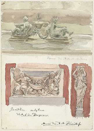 “威廉·科内利斯·鲍尔在巴黎装饰艺术博物馆的三幅雕塑素描
