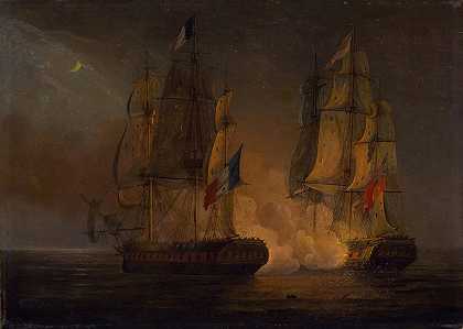 托马斯·惠特科姆（Thomas Whitcombe）于1813年在洛斯岛（Isles of Loss）附近的“阿米莉亚号”（HMS Amelia）与法国护卫舰“阿雷瑟斯号”（l’Arethuse）交战