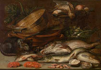 亚历山大·阿德里安森的《鱼、甲壳动物、家禽、蔬菜和猫》