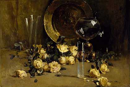 埃米尔·卡尔森的《黄玫瑰静物》