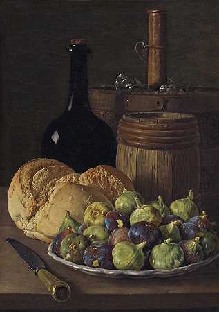 路易斯·梅伦德斯的《无花果和面包的静物》