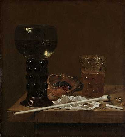 《Roemer、啤酒杯和烟斗的静物》，Jan Jansz.van De Velde III著