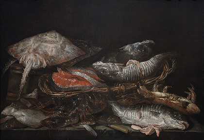 亚伯拉罕·范·贝耶伦的《石头桌上有鱼的静物》