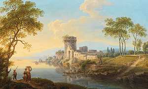 弗朗茨·谢耶尔的《河岸风景与偶尔的废墟》