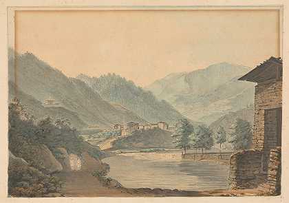 塞缪尔·戴维斯（Samuel Davis）的《建筑与河流的山景》