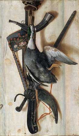 Cornelius Norbertus Gijsbrechts的《Trompe L’oeil With Dead Duck And Hunting Implements》