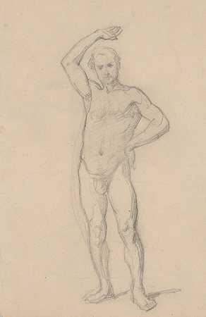 Józef Simmler的《圣马蒂亚斯的殉难》画中大祭司的裸体素描