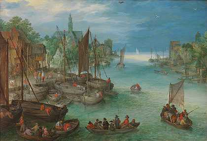 《沿河城市风景》作者：Jan Brueghel The Elder