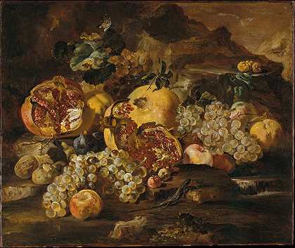 亚伯拉罕·布鲁格尔的《石榴和其他水果的风景》