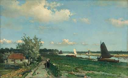 “Rijswijk附近的Trekvliet航运运河，被Johan Hendrik Weissenbruch称为“Geest Bridge附近的风景”