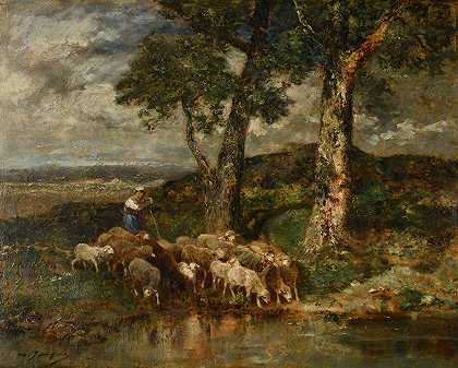 “羊在水槽里，查尔斯·埃米尔·雅克