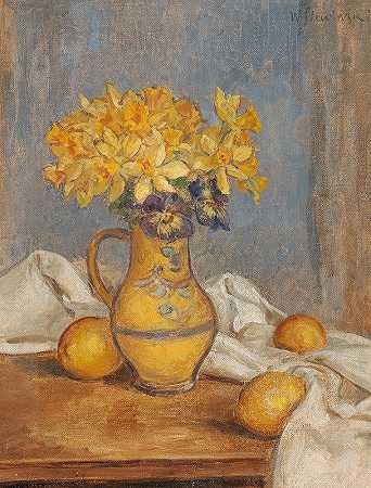 瓦迪斯瓦夫·莱温斯基的《花瓶里的水仙花和柠檬》
