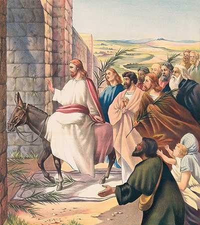 《耶稣骑马进入耶路撒冷》（Stecher Litho.Co）