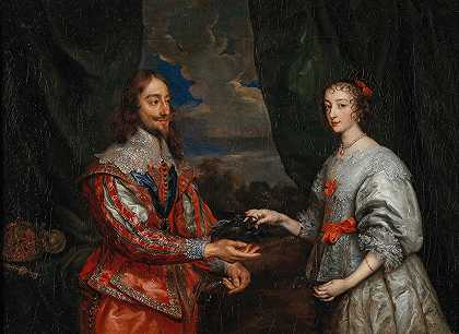 安东尼·范·戴克工作室《查理一世国王和玛丽亚·亨丽埃塔王后肖像》