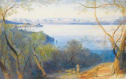 爱德华·李尔的《科孚城堡的远眺》