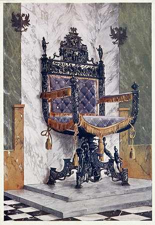 “锻钢椅子。朗福德城堡拉德诺伯爵的财产。埃德温·弗利著