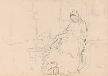 亨德里克·瓦尔肯堡（Hendrik Valkenburg）的《坐着缝纫的女人》