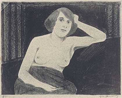 塞缪尔·杰苏伦·德·梅斯基塔（Samuel Jesurun de Mesquita）的《裸体女性，坐在沙发上，手抵头》