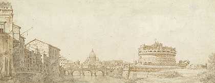 朱塞佩·佐基的《罗马与圣彼得圆顶和圣安杰洛城堡的景色》