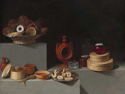 Juan van der Hamen y León的《甜点与陶器的静物》