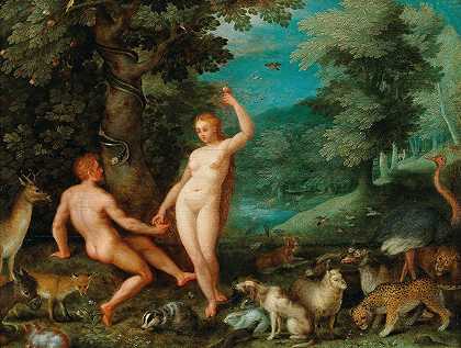 《亚当在天堂的诱惑》作者：Jan Brueghel The Elder