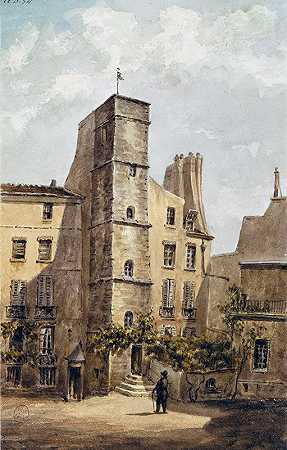 “房子，14 rue Chanoinesse，作者：Auguste Sébastien Bénard