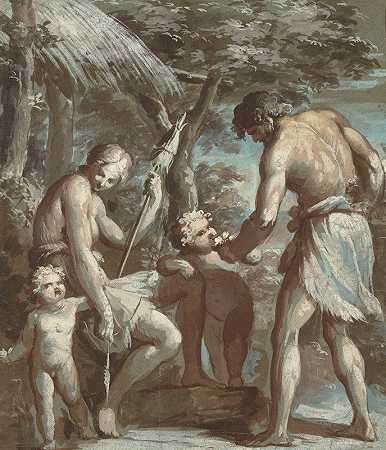 《亚当和夏娃与该隐和亚伯》，卡洛·阿尔贝托·巴拉塔著