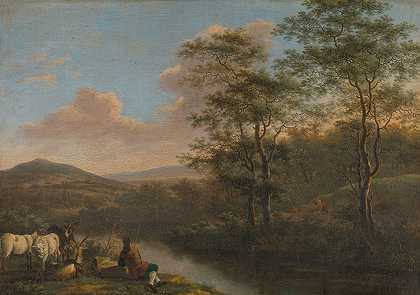 Willem de Heusch的《意大利风景与休息牧人》