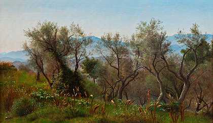 P.C.Skovgaard的《Olevano附近的橄榄树》
