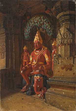 瓦西里·瓦西里耶维奇·韦列什查金在埃洛拉因陀罗神庙的毗湿奴雕像