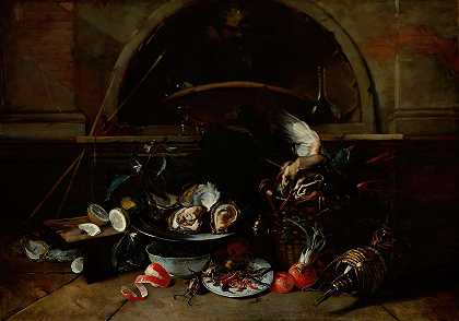 尼古拉·范·胡布拉肯的《瓶与牡蛎的静物》