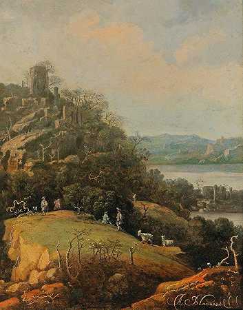 阿德里安·布鲁梅特的《废墟与人物的河流风景》
