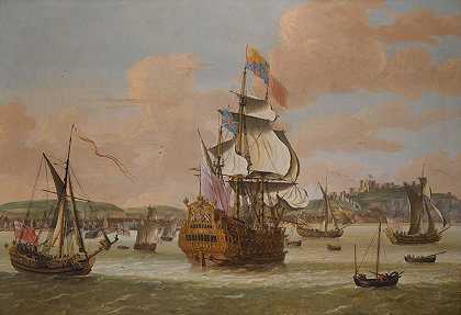 雅各布·克尼夫（Jacob Knyff）的《查理二世和詹姆斯，约克公爵，登上H.M.S.Triumph号，在多佛外乘坐三艘皇家帆船》