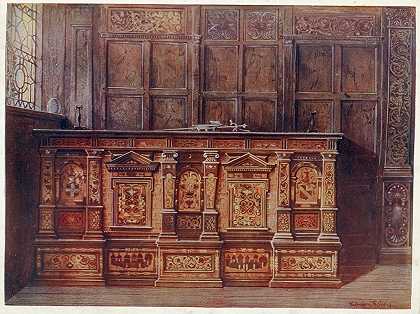 “嵌入式弹药箱。1556年，当伦敦市长时，休·奥夫利爵士赠送给圣玛丽·奥弗利，现在是索斯瓦克大教堂的圣救世主。埃德温·弗利
